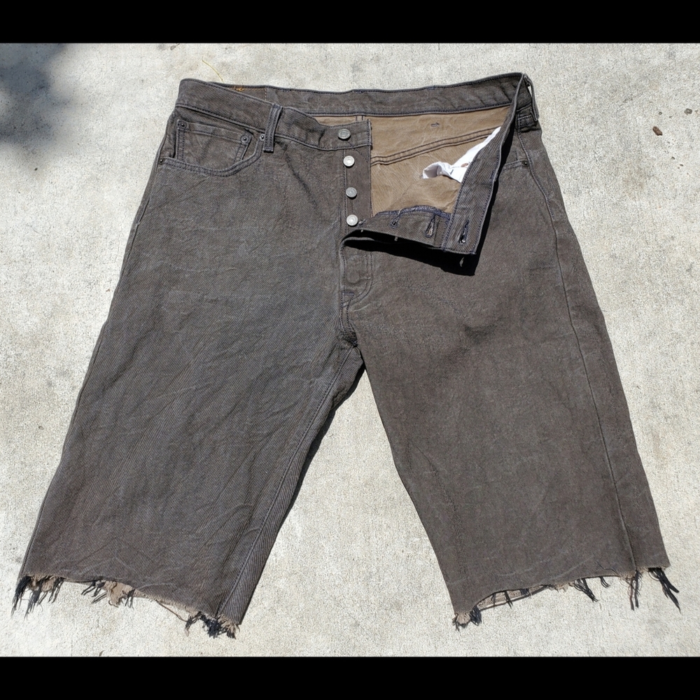 Levi's Original 501 Cut Off‎ Shorts Olive Green Size W38
